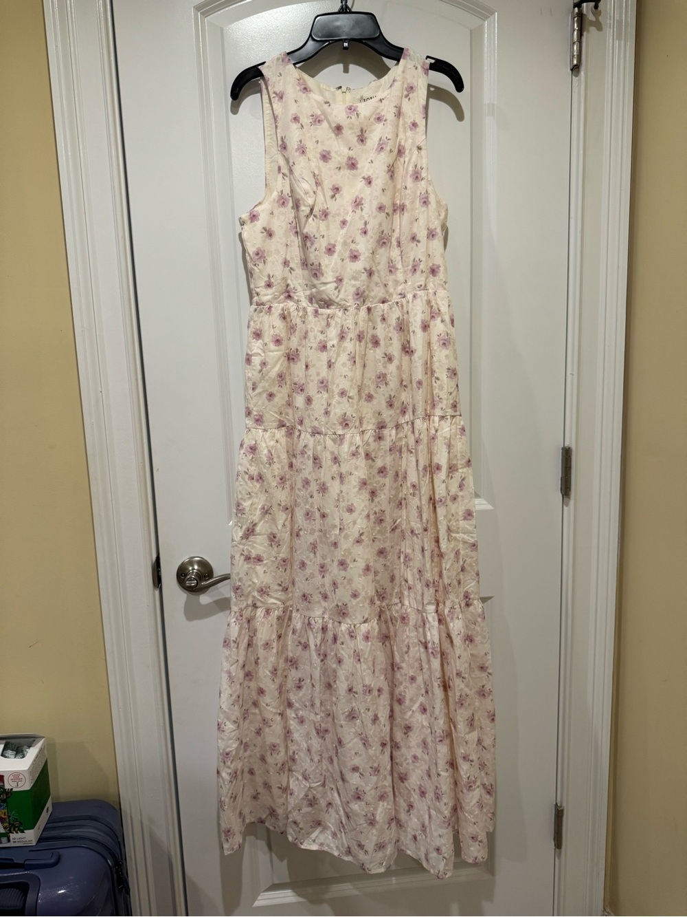 Storia Cream Maxi Dress with Pink Floral Print